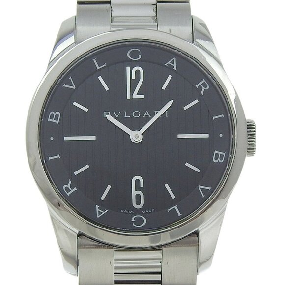 BVLGARI Solo tempo Watches ST37S blackDial Stainless Steel Quartz Analog - Picture 1 of 7